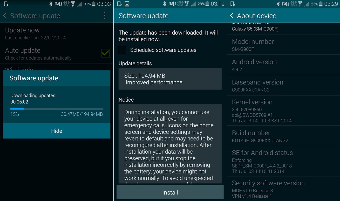 Firmware update for samsung s5
